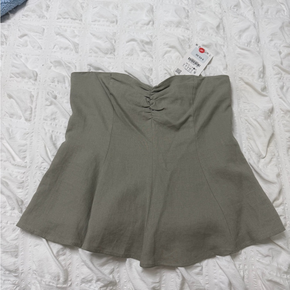 Zara Green Strapless Top